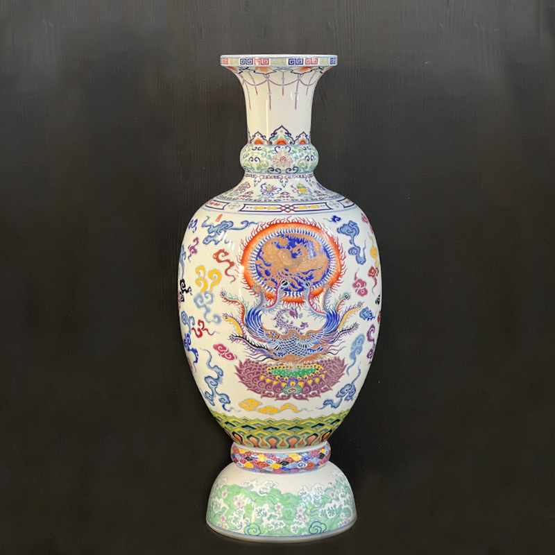 龙凤呈祥斗彩平安瓶（中）