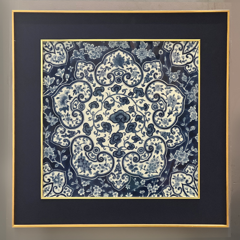 十全如意瓷板画（如意灵芝纹)