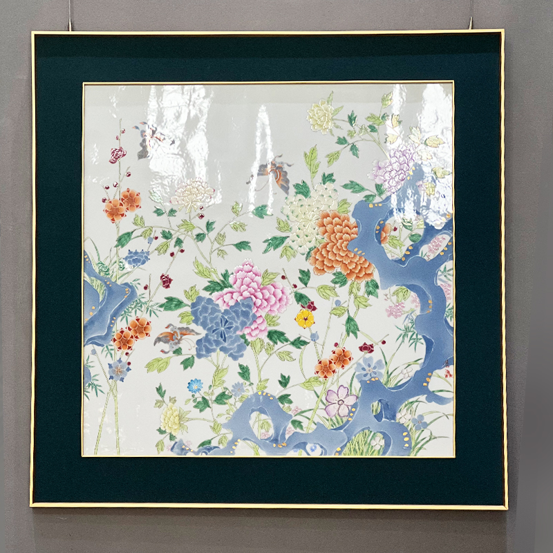 斗彩春色满园瓷板画（正方）