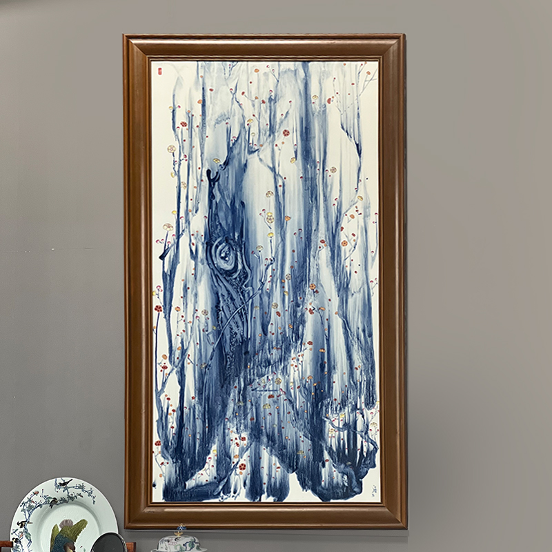 泼墨梅花瓷板画