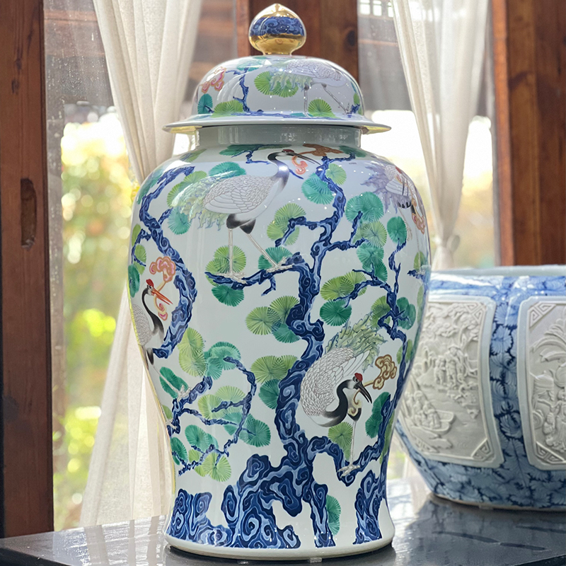 松鹤延年将军罐