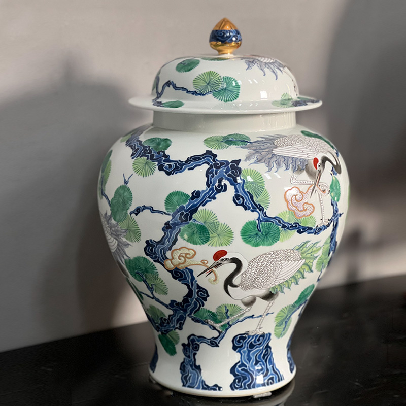 斗彩松鹤将军罐（小）