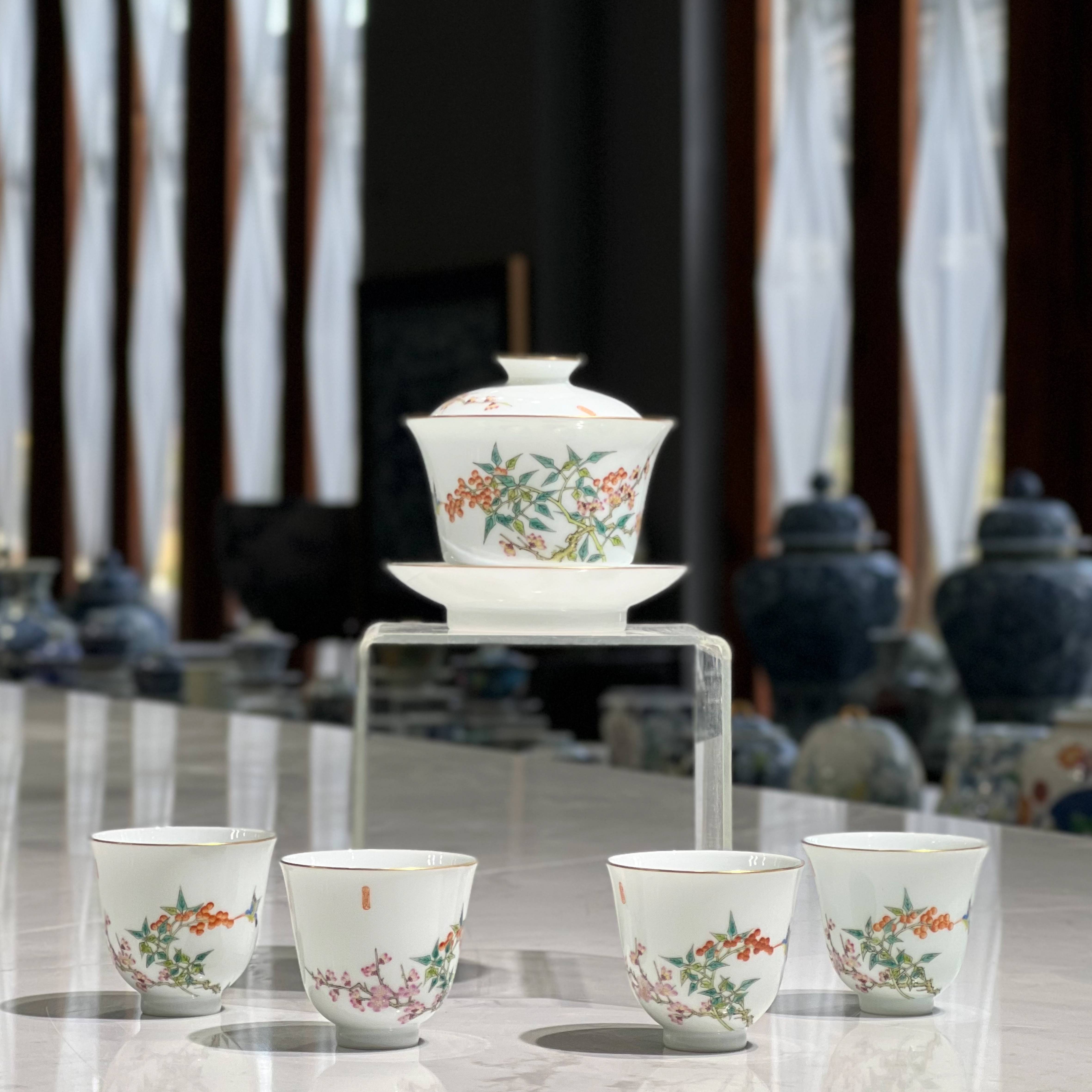 珐琅花鸟茶具系列