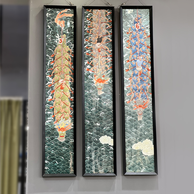 龙舟赛瓷板画