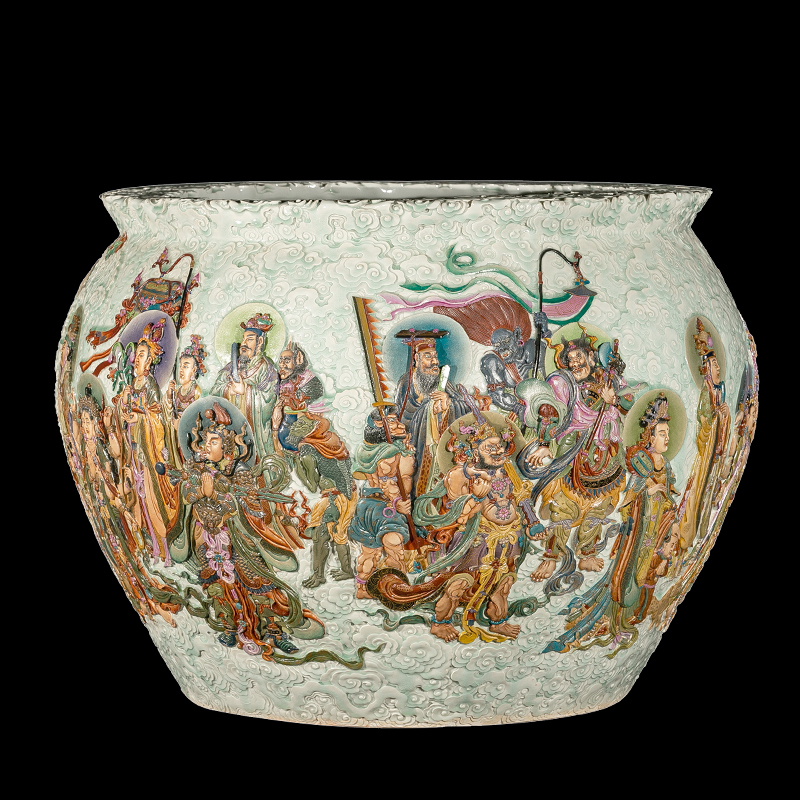 帝释梵天礼佛图缸