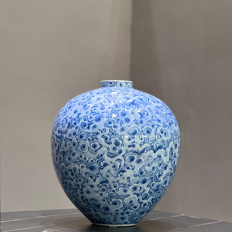 青花祥云圆融罐