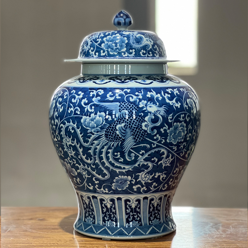 凤穿牡丹将军罐