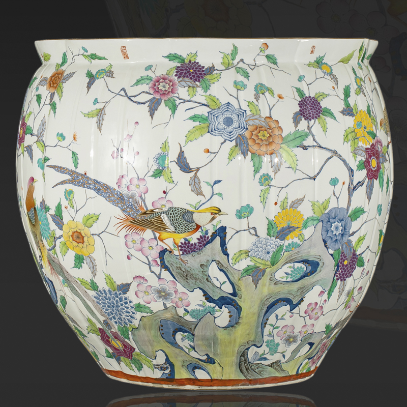 斗彩锦上添花彩绘缸