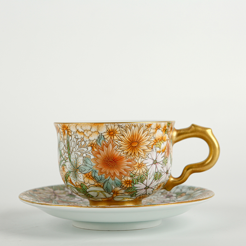 重工万花咖啡杯碟（橙）